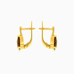 Teardrop garnet gold drop earrings