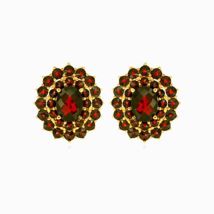 Regale 14kt Gold-Granat-Tropfen-Ohrringe