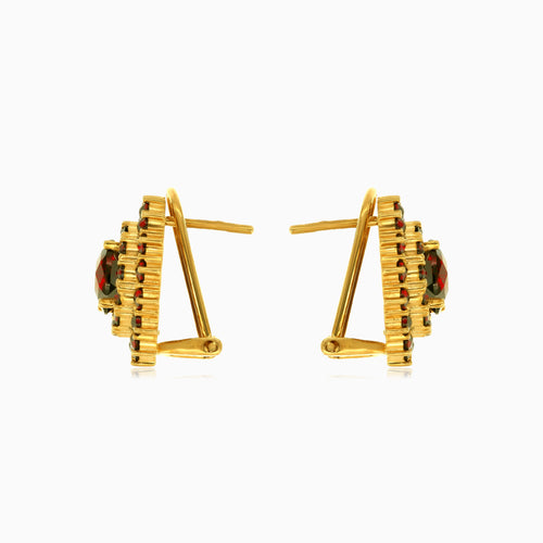 Regal 14kt gold garnet drop earrings