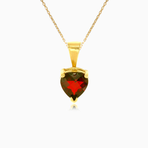 Heart garnet gold pendant