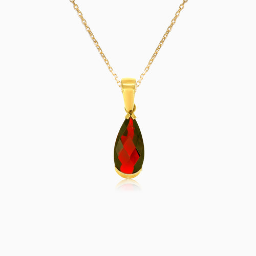 Pear cut gold garnet pendant