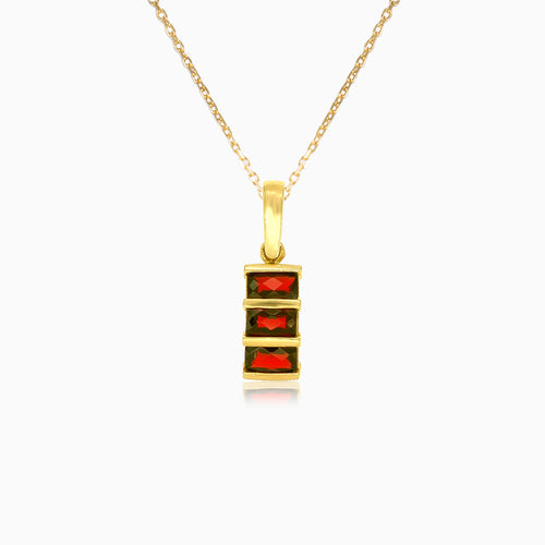 Garnet geometry gold pendant