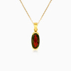 Prolonged oval luster gold pendant