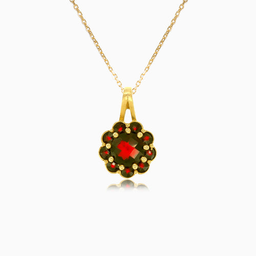 Petals of elegance 14kt gold garnet pendant
