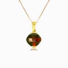 Colgante de elegancia en barra de oro con granate