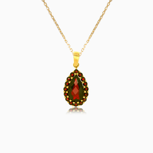 Pear and round garnet harmony pendant