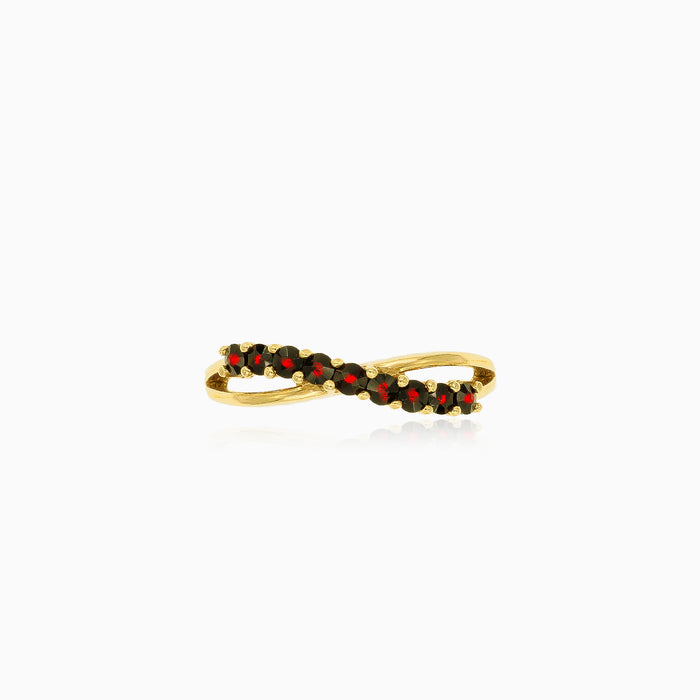 Anillo elegante de oro con granate para mujer