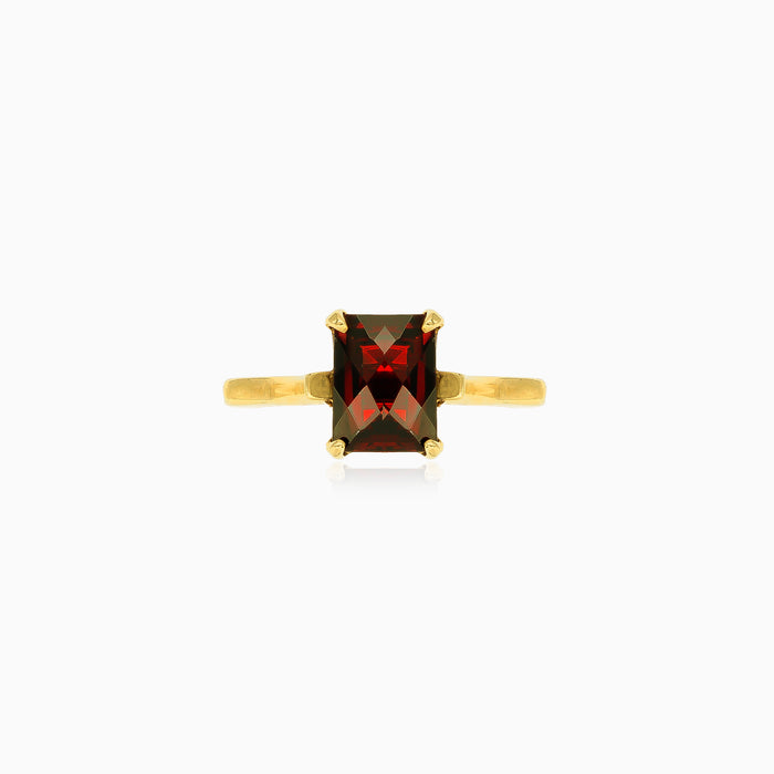 Eleganter Granat im Smaragdschliff-Ring