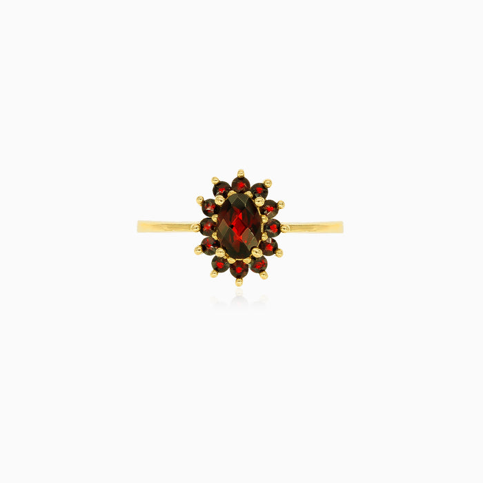 Anillo de oro con granate floral