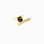 Stylish gold garnet and cubic zirconia ring