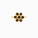 Floral garnet gold ring