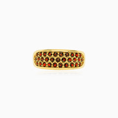 Garnet rounds gold ring