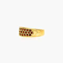 Garnet rounds gold ring