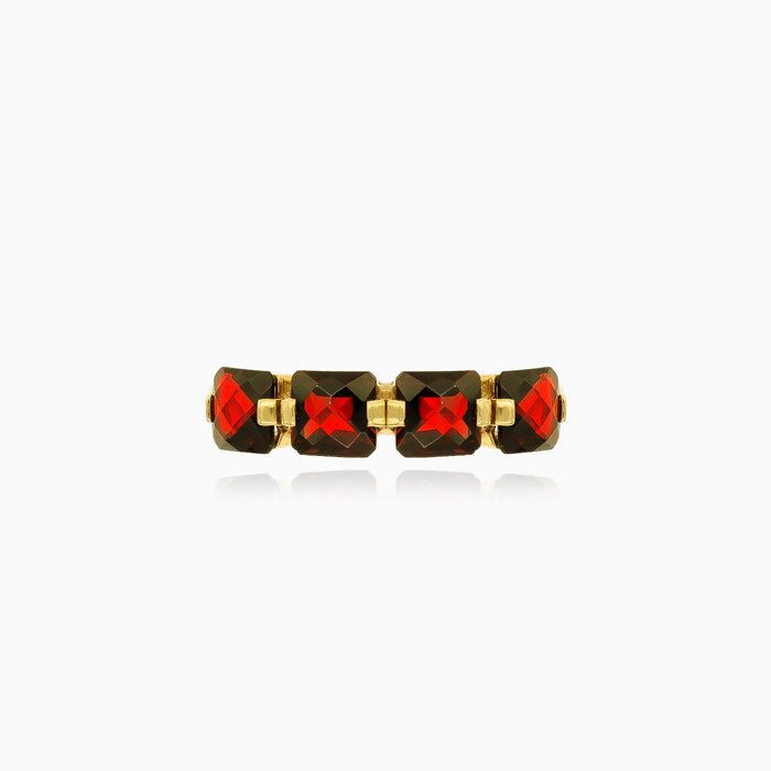 Eleganter Granat-Quadrat-Princess-Schliff-Ring