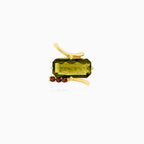 Moldavite and garnet gold ring