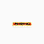 Long bar set garnet gold ring