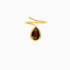 Women pear garnet ring