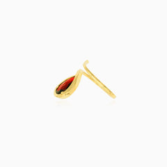 Women pear garnet ring