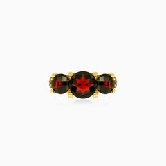 Glamorous women garnet gold ring