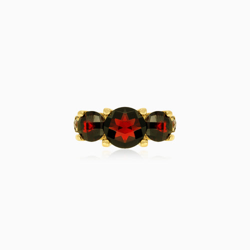 Glamorous women garnet gold ring