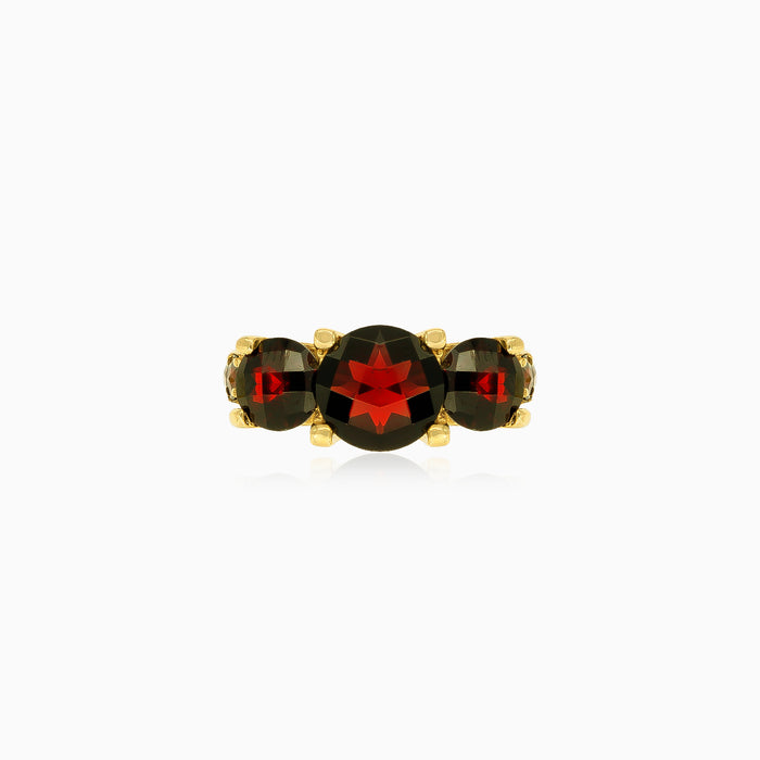 Glamouröser Damen-Granat-Goldring
