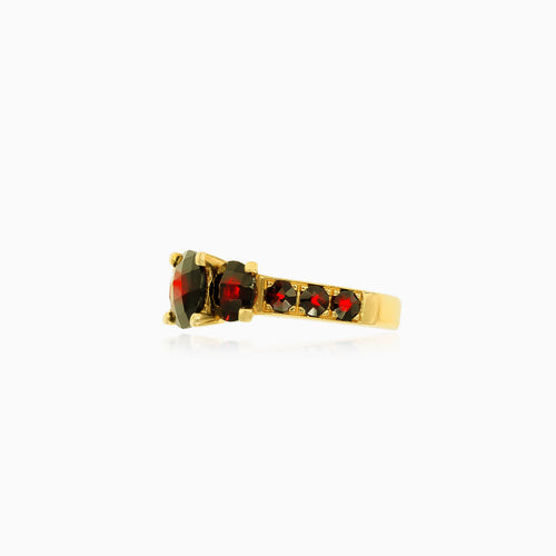 Glamorous women garnet gold ring