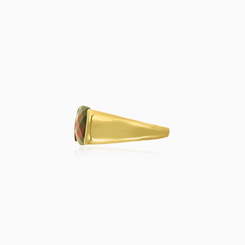 Pánský zlatý prsten s jemným granátem