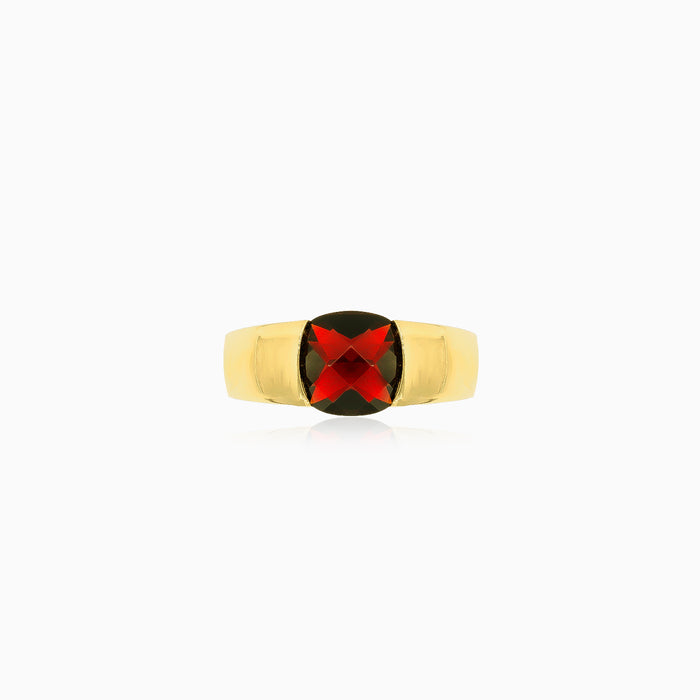 Anillo masculino sofisticado de oro con granate
