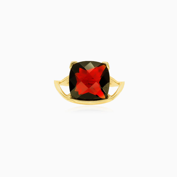 Bague élégante en or avec gros grenat
