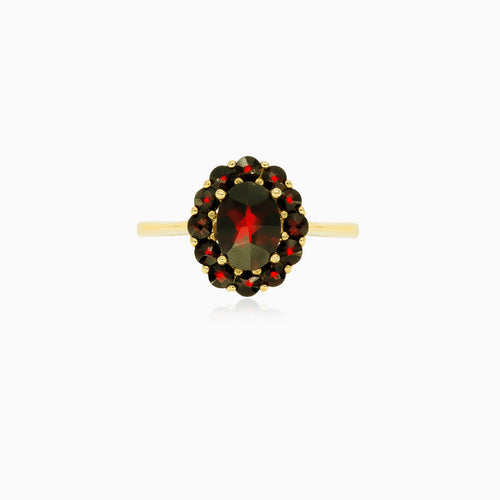 Timeless glamour garnet fine step cut cluster ring