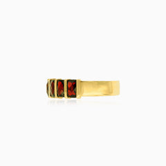 Garnet geometry gold ring