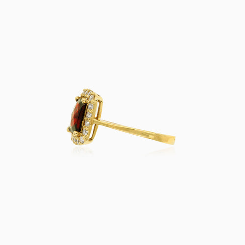 Royal garnet and cubic zirconia gold women ring