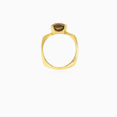 Chic cushion garnet gold ring