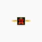 Princess cut garnet gold ring