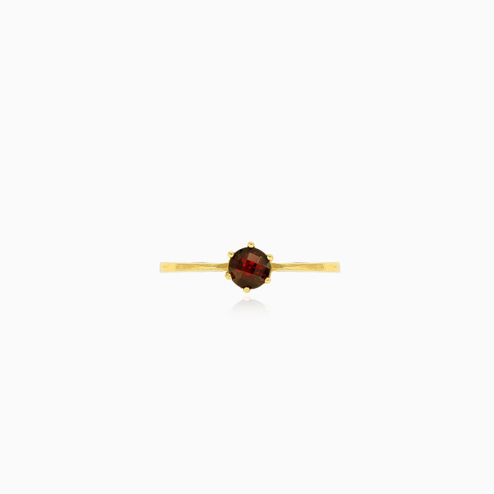 Round garnet gold prong ring