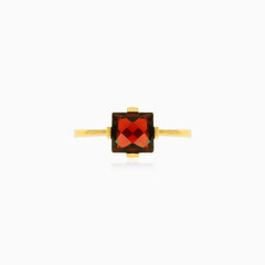 Chic square garnet gold ring