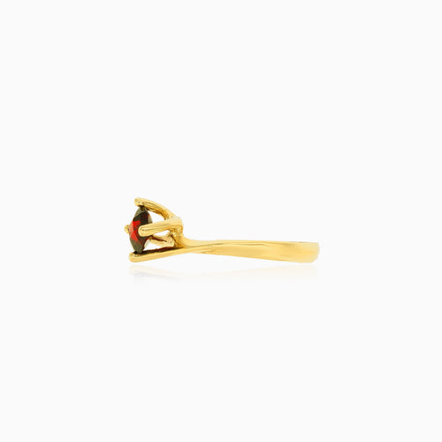 Elegantní zlatý dámský prsten s granátem