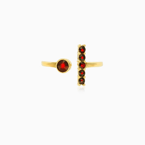 Women unfinished gold ring with garnets