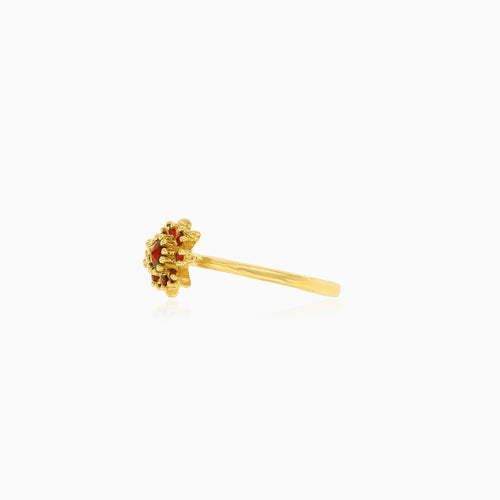 Dámský jarní květinový prsten s granátem