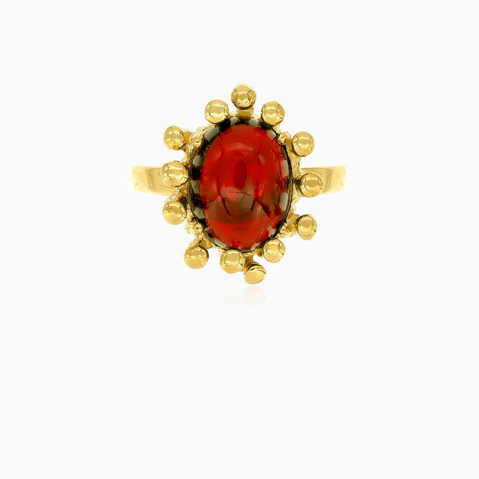 Garnet Oval Feinschliff Goldring