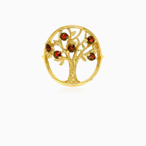 Elegant tree of life garnet ring