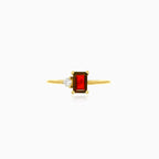 Gold women cubic zirconia and garnet ring