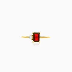 Gold women cubic zirconia and garnet ring