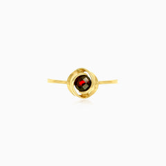 Graceful garnet round fine step cut women ring