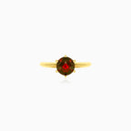 Sophisticated round fine step cut garnet ring