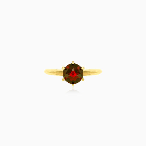 Sophisticated round fine step cut garnet ring