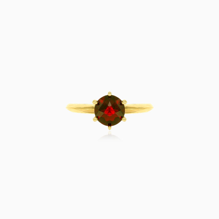 Anillo sofisticado de granate talla fina escalonada redonda