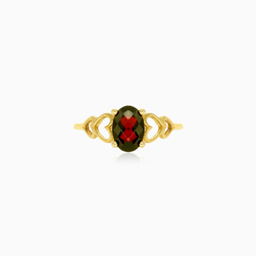 Krásný oválný granátový prsten pro ženy s jemným krokovým brusem