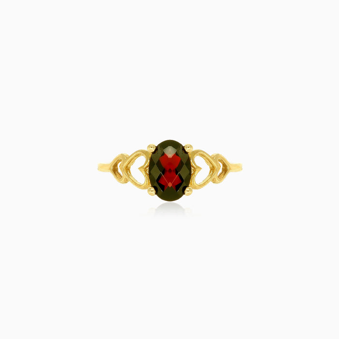 Lovely garnet oval fine step cut women ring