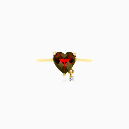 Dámský prsten s granátovým srdcem